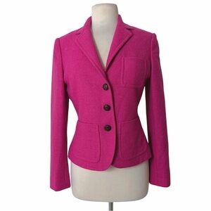 J.Crew Robert Noble Scottish Wool Blazer Pink Herringbone Tweed Jacket Size 6